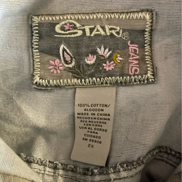 Star camo crop jean jacket Sz Large - Picture 5 of 6